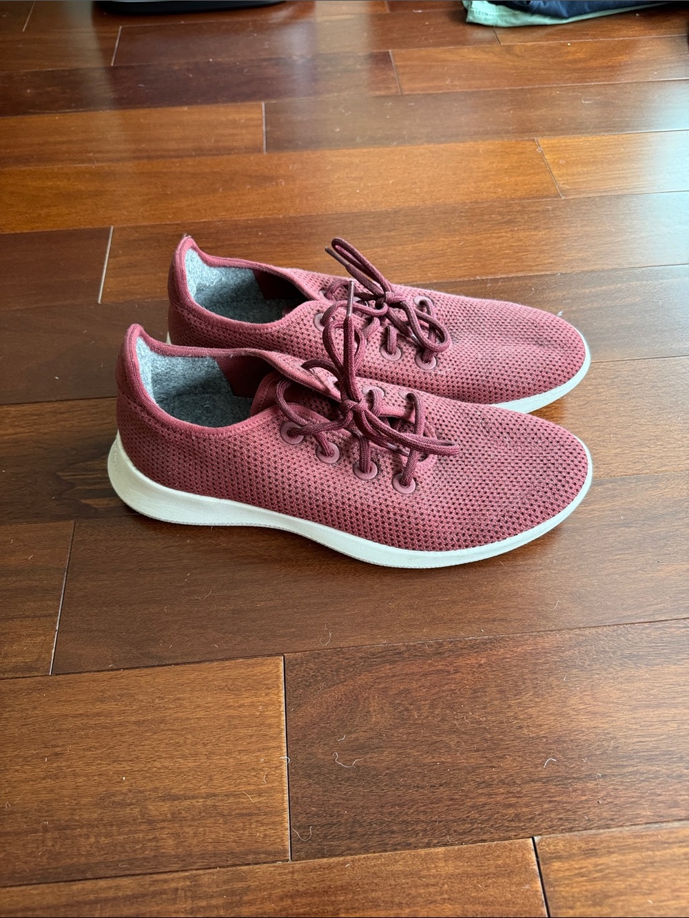 allbirds Men’s Knit Lace-Up Sneakers in Burgundy with White Sole